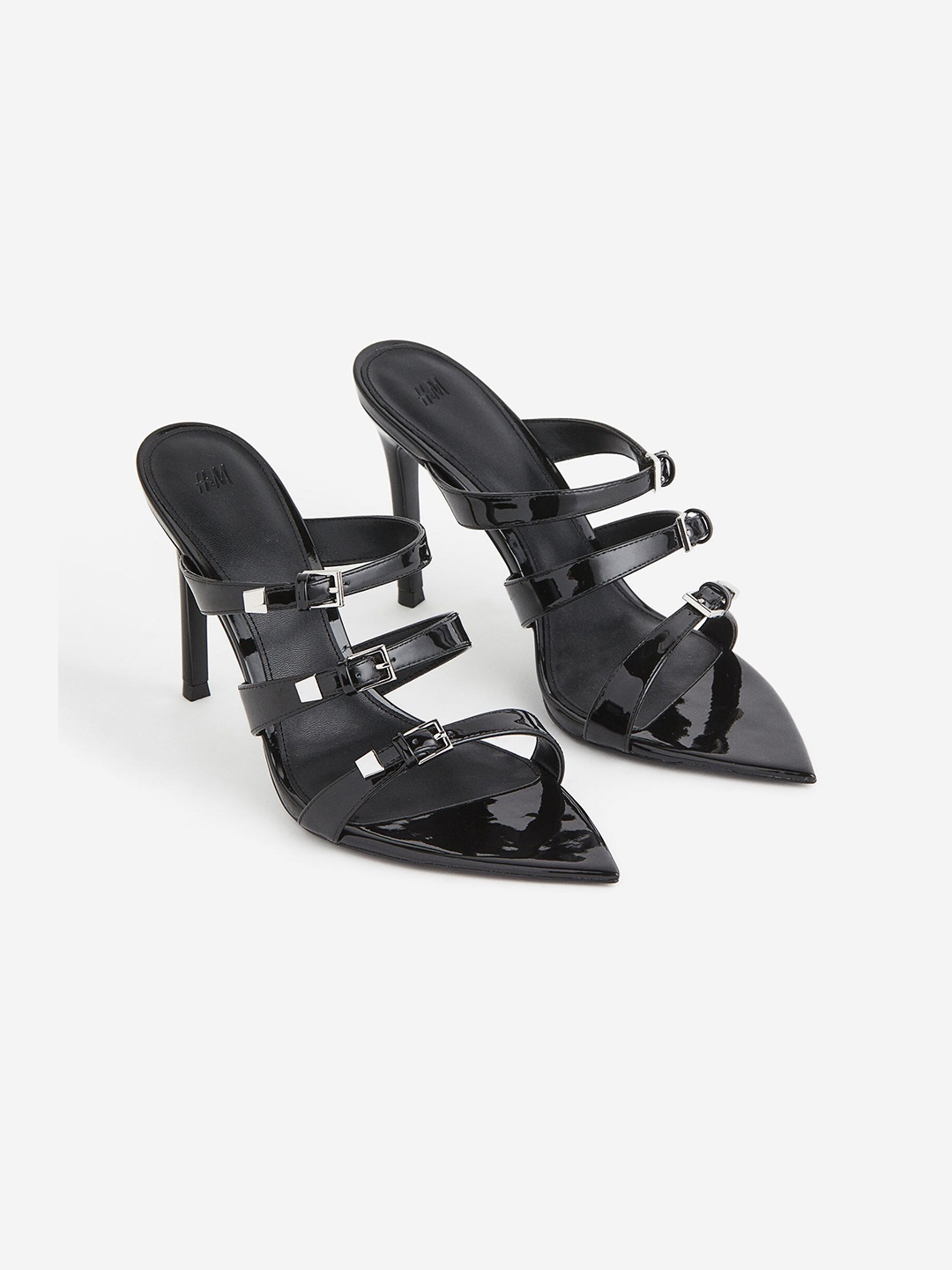 

H&M Pointed Heeled Sandals, Black