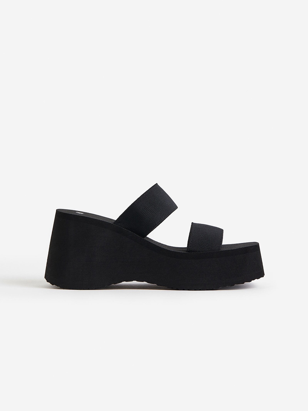 

H&M Wedge-Heeled Mules, Black