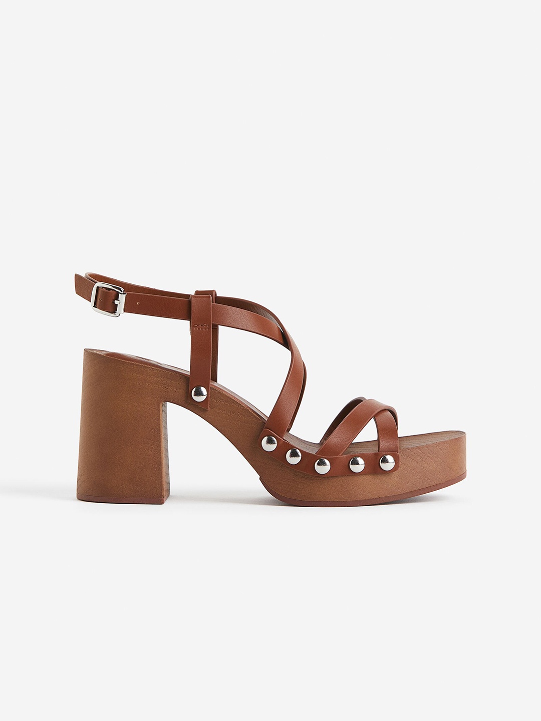 

H&M Block-Heeled Sandals, Brown