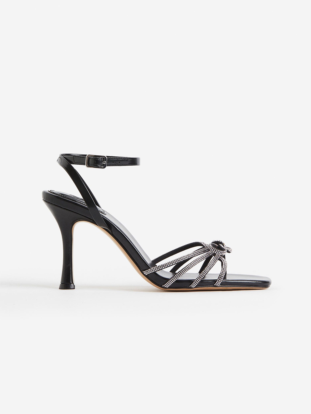 

H&M Rhinestone-Detail Heeled Sandals, Black