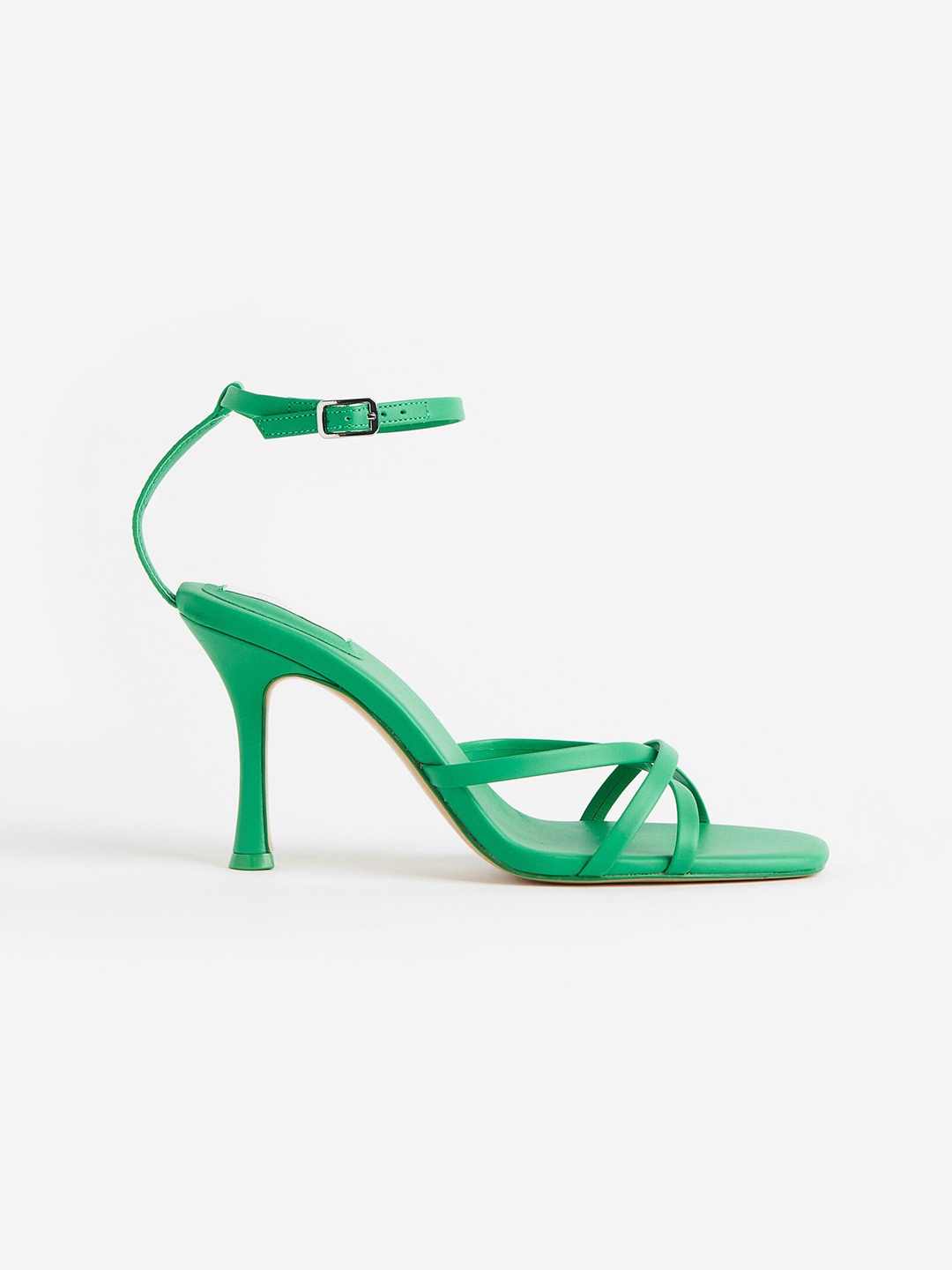 

H&M Heeled Leather Sandals, Green