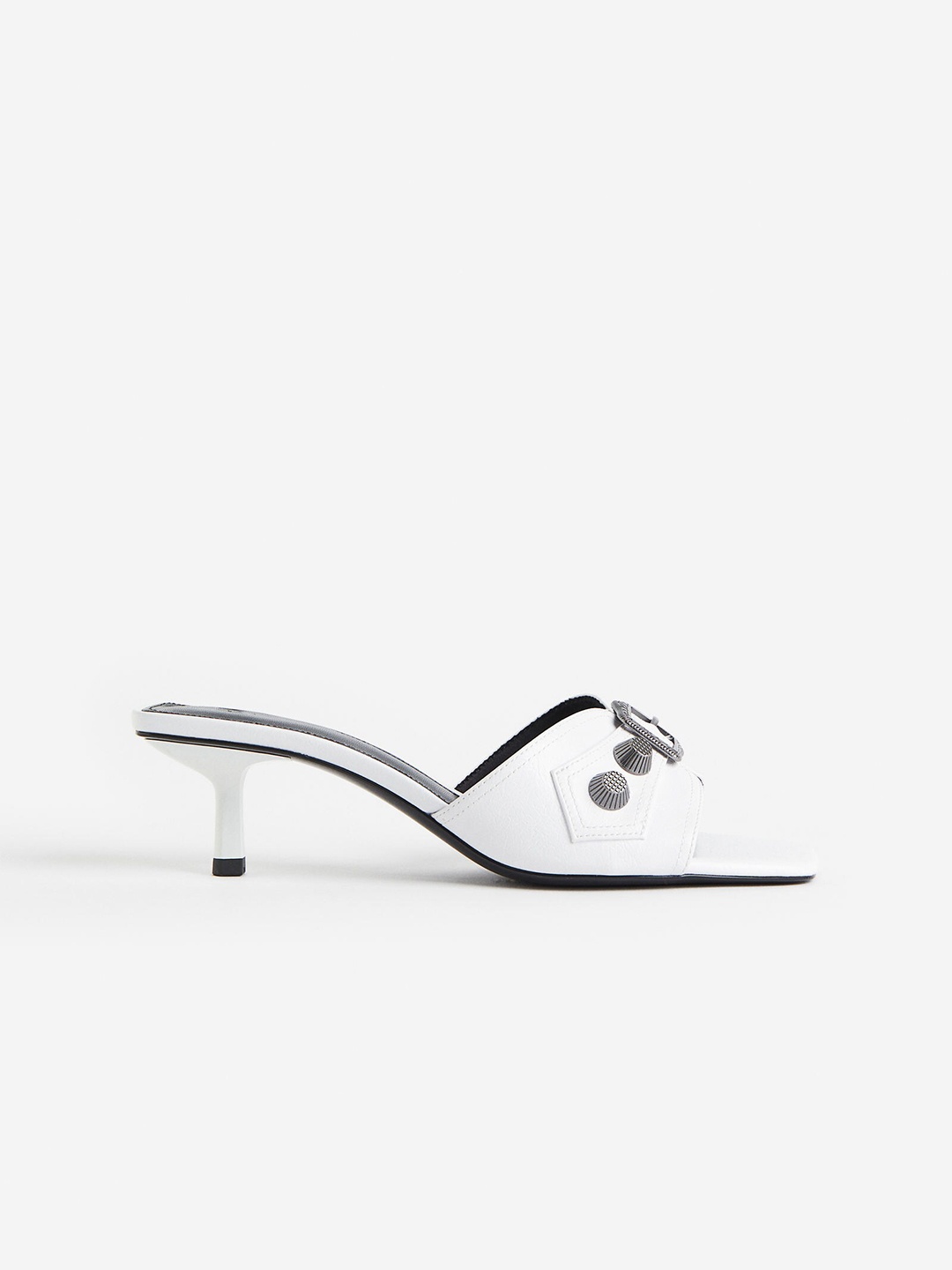 

H&M Studded Heeled Sandals, White