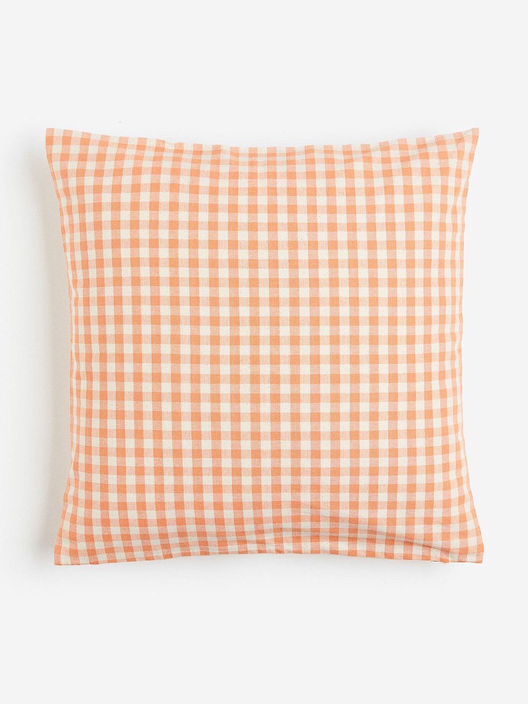 

H&M Orange-Coloured & White Checked Cushion Cover