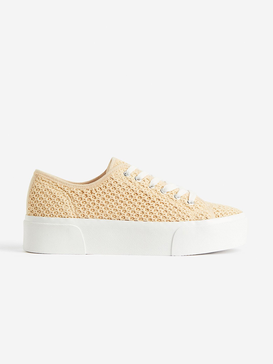 

H&M Crochet-Look Platform Trainers, Beige