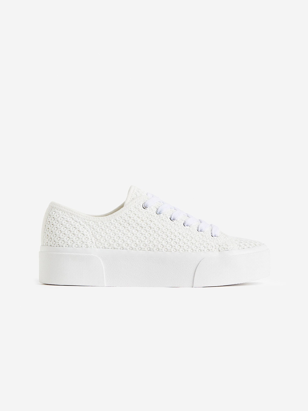 

H&M Crochet-Look Platform Trainers, White