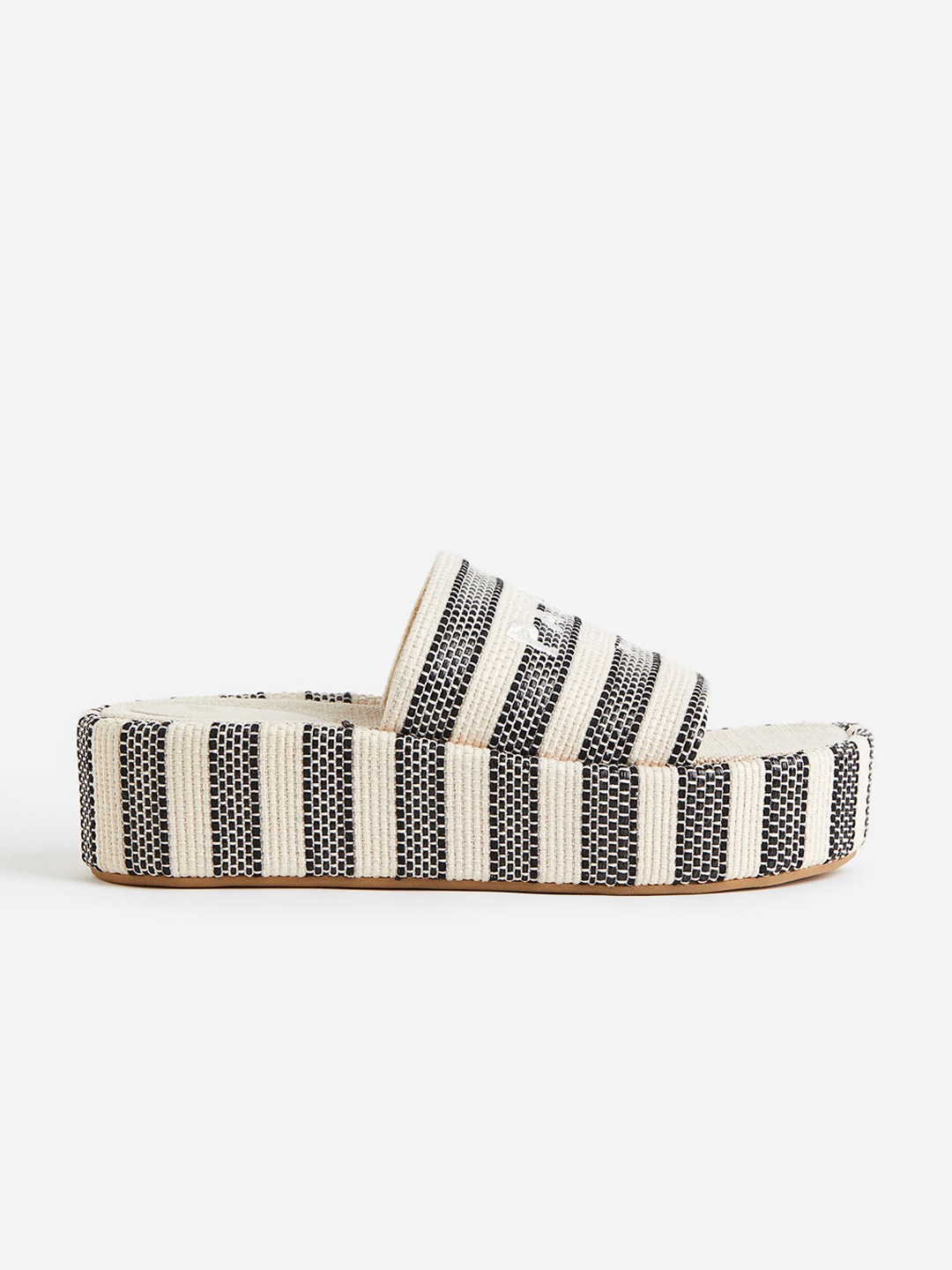 

H&M Embroidery-Detail Platform Sandals, Black