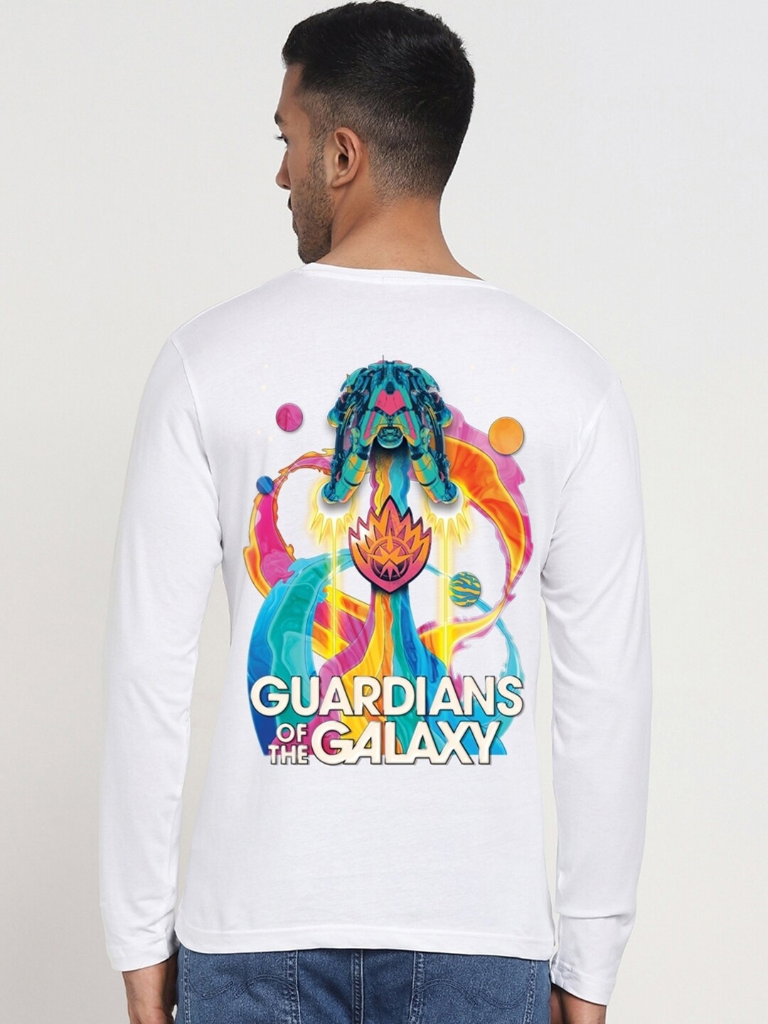 

Bewakoof White Galaxy Ship Graphic Printed T-shirt
