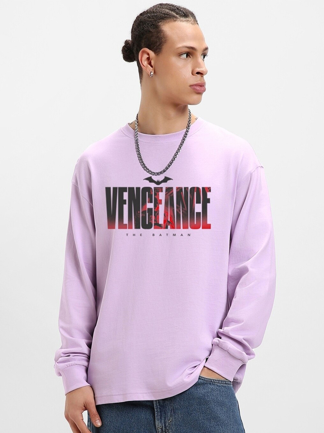 

Bewakoof Purple Vengeance Graphic Printed Oversized T-shirt
