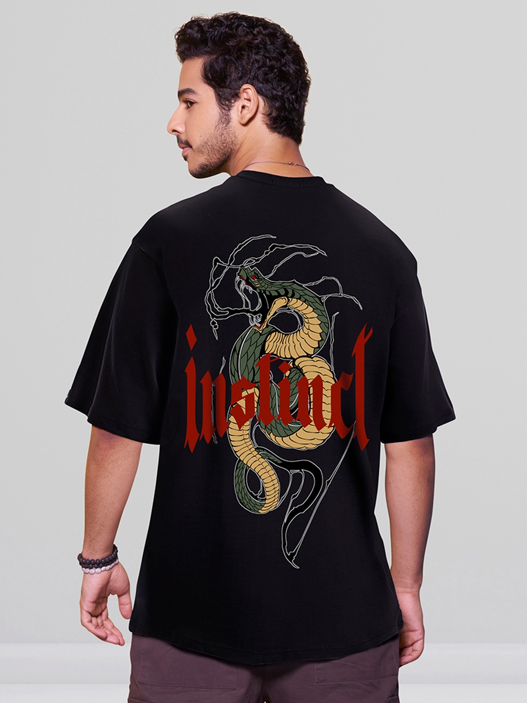

Bewakoof Black Instinct Graphic Printed Oversized T-shirt