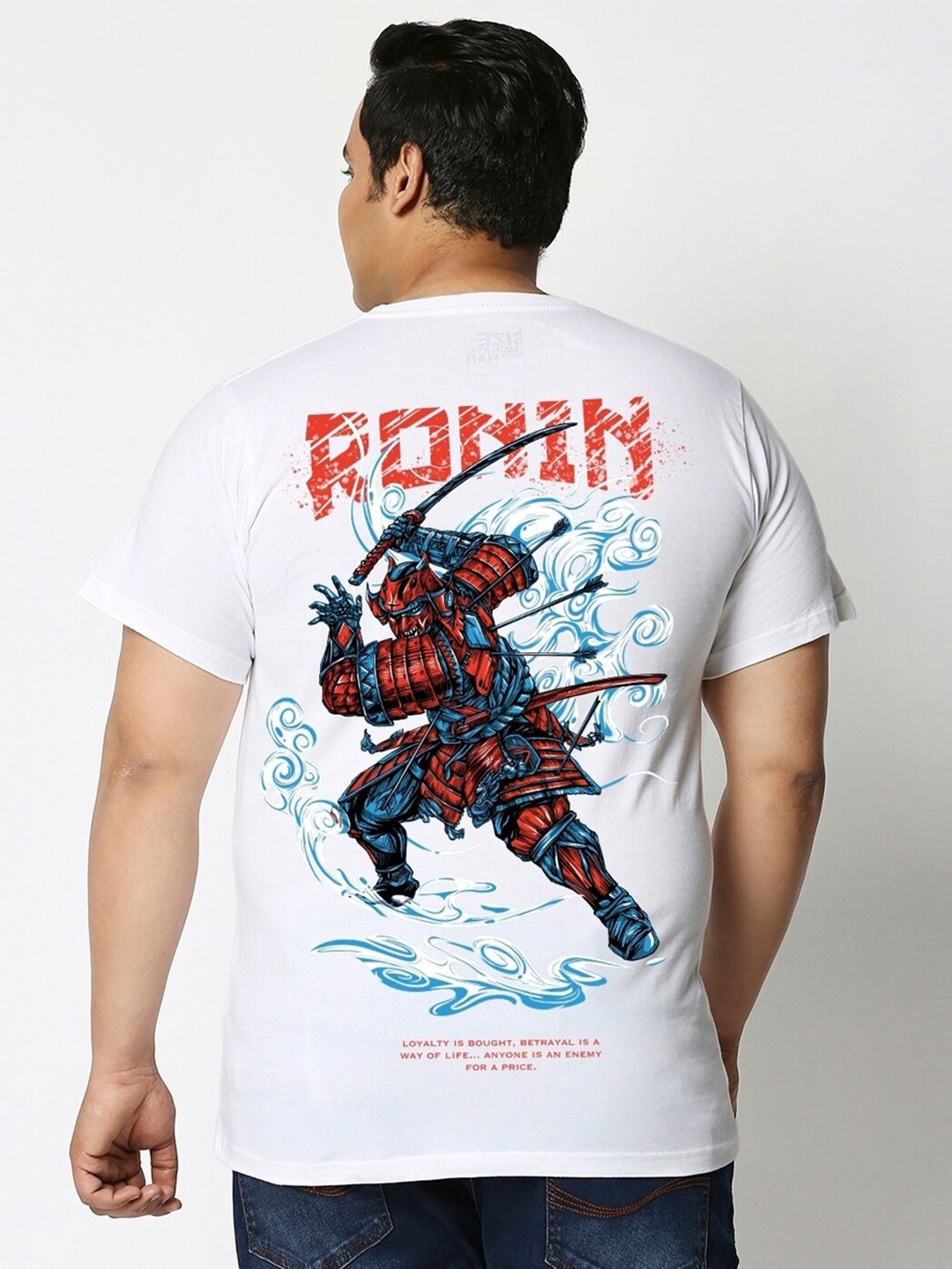 

Bewakoof White Ronin Graphic Printed Oversized Plus Size T-shirt