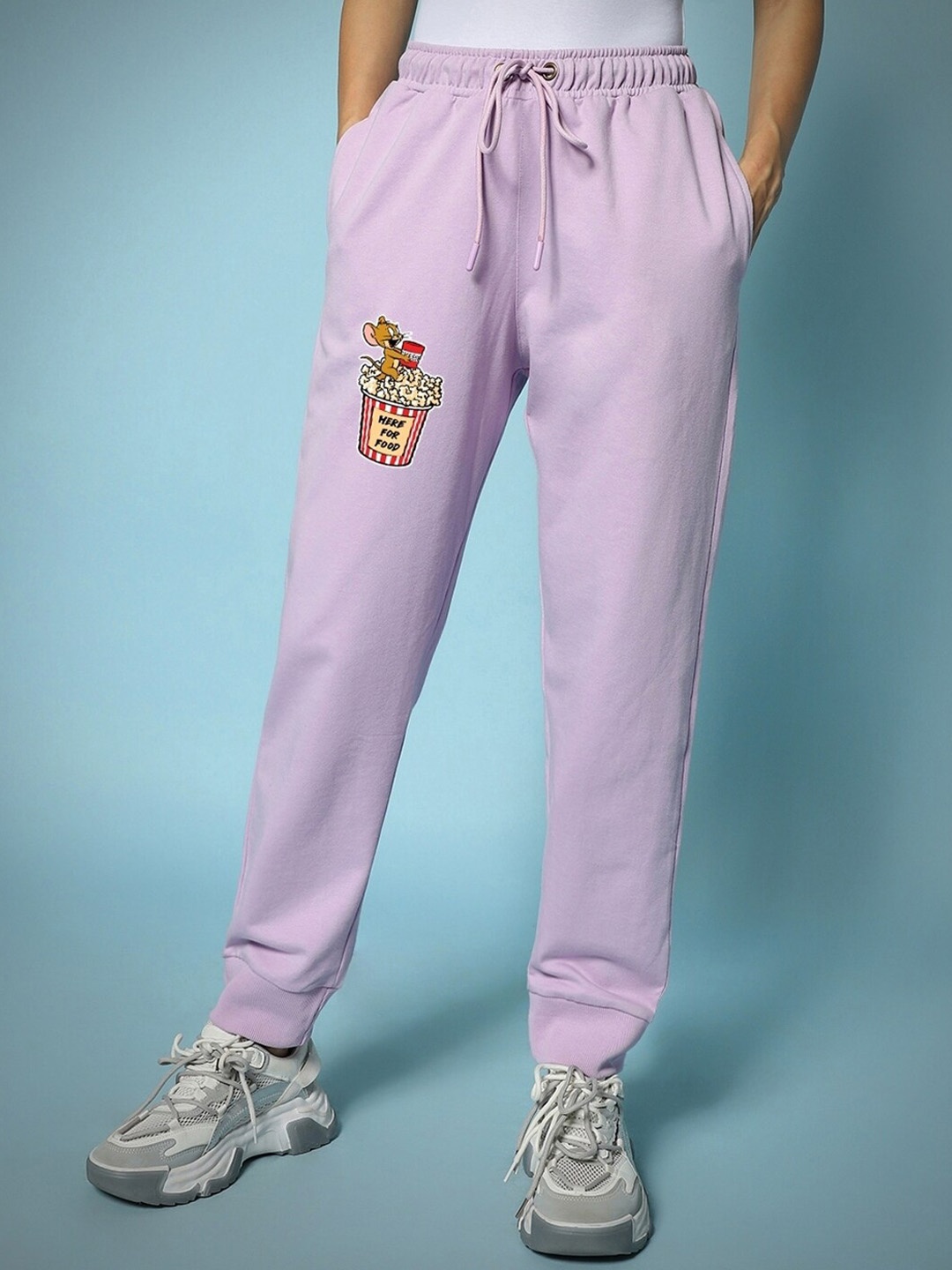 

Bewakoof Heavy Duty 1.0 Women Jerry Badge Printed Oversized Joggers, Purple