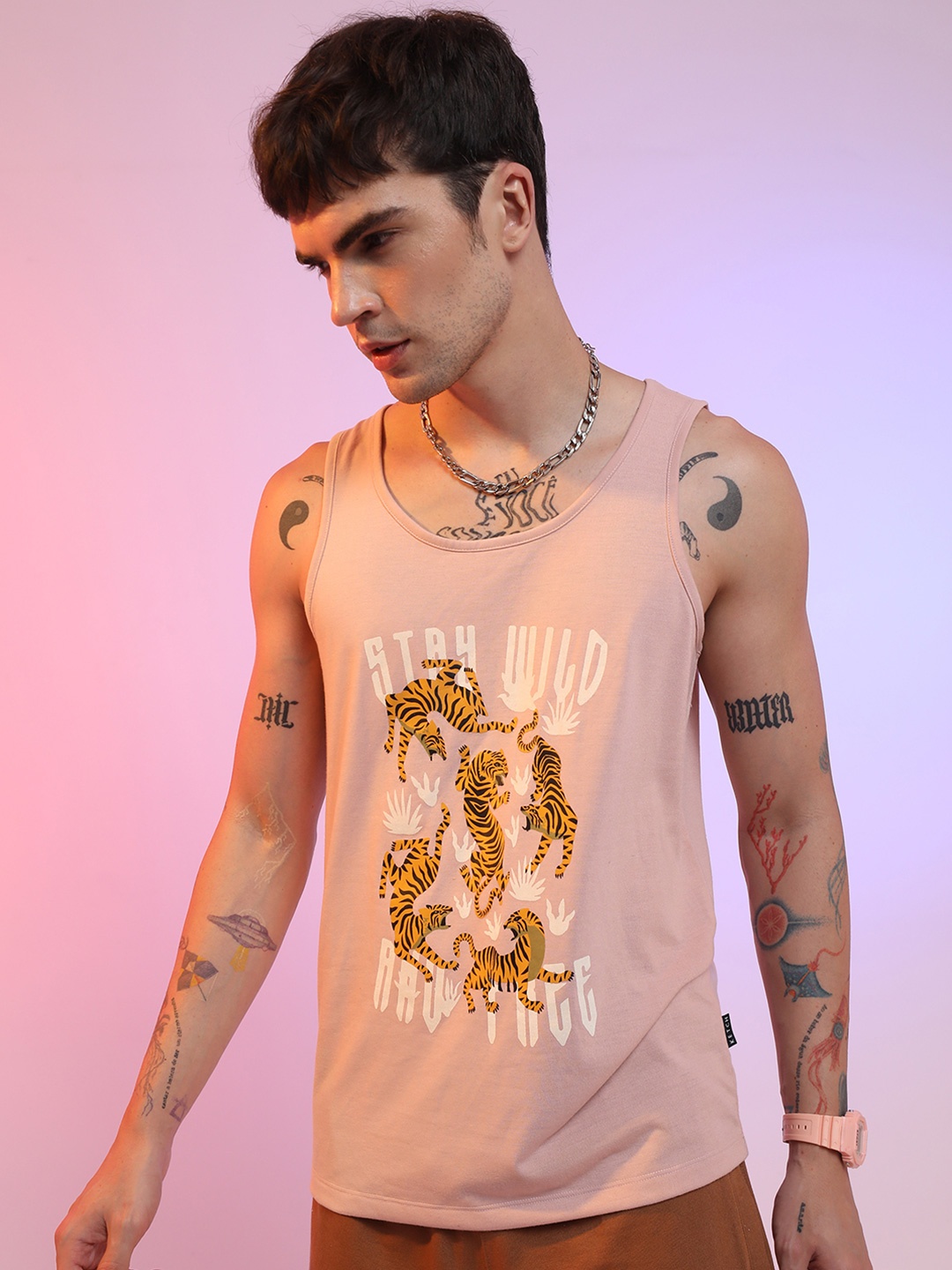 

KETCH Graphic Printed Round Neck Relaxed Fit T-shirt, Peach