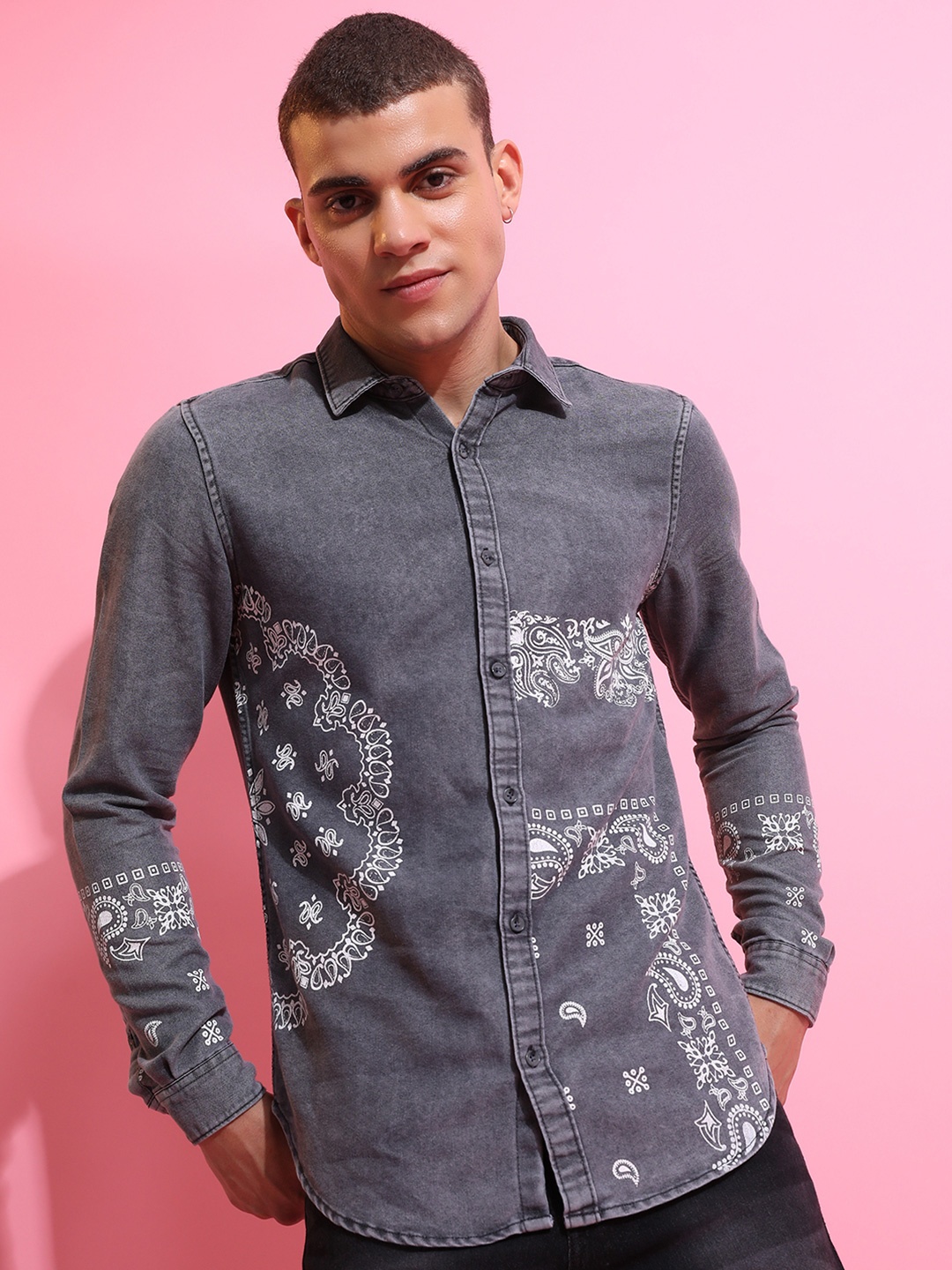 

KETCH Floral Printed Slim Fit Opaque Casual Shirt, Grey