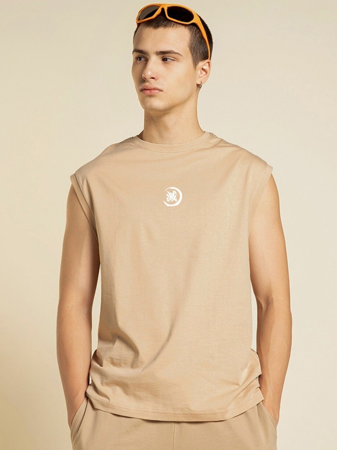 

Bewakoof Men Typography Back Print Pure Cotton Vest, Brown