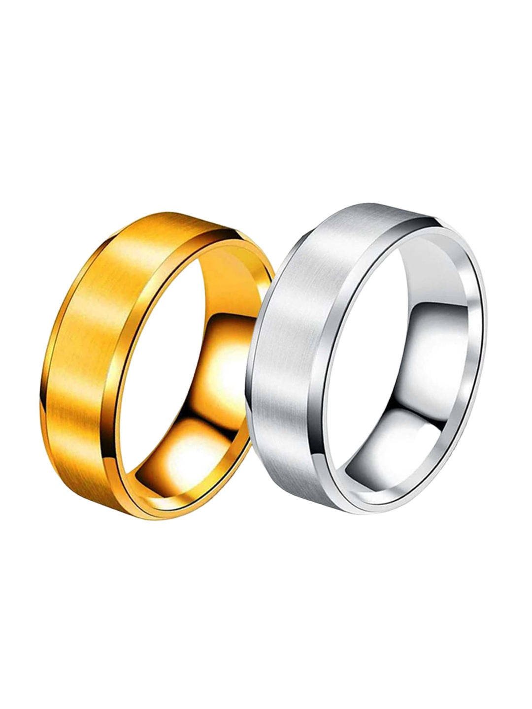 

MEENAZ Men Set Of 2 Silver-plated Finger Rings, Gold