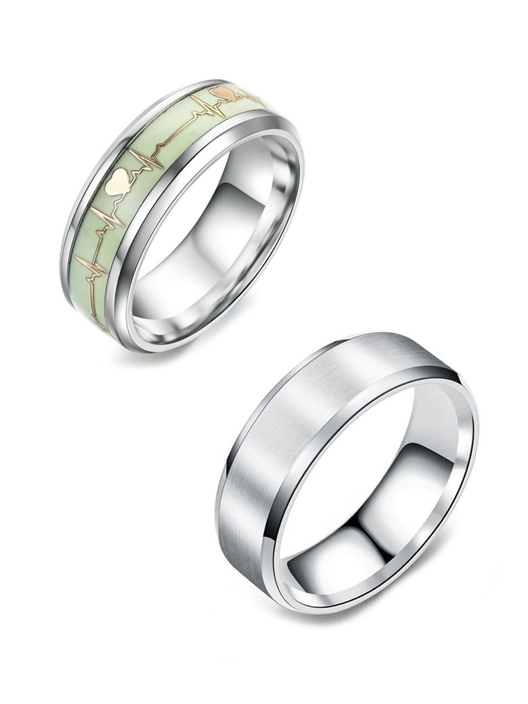 

MEENAZ Unisex Set of 2 Silver Plated Couple Finger Rings