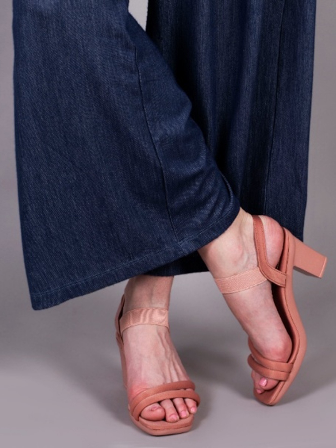 

DEAS Open Toe Block Heels With Backstrap, Peach