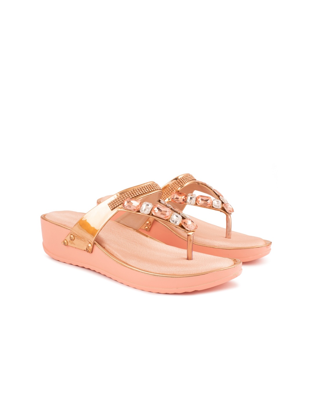 

DEAS Embellished Flatform Heels, Peach