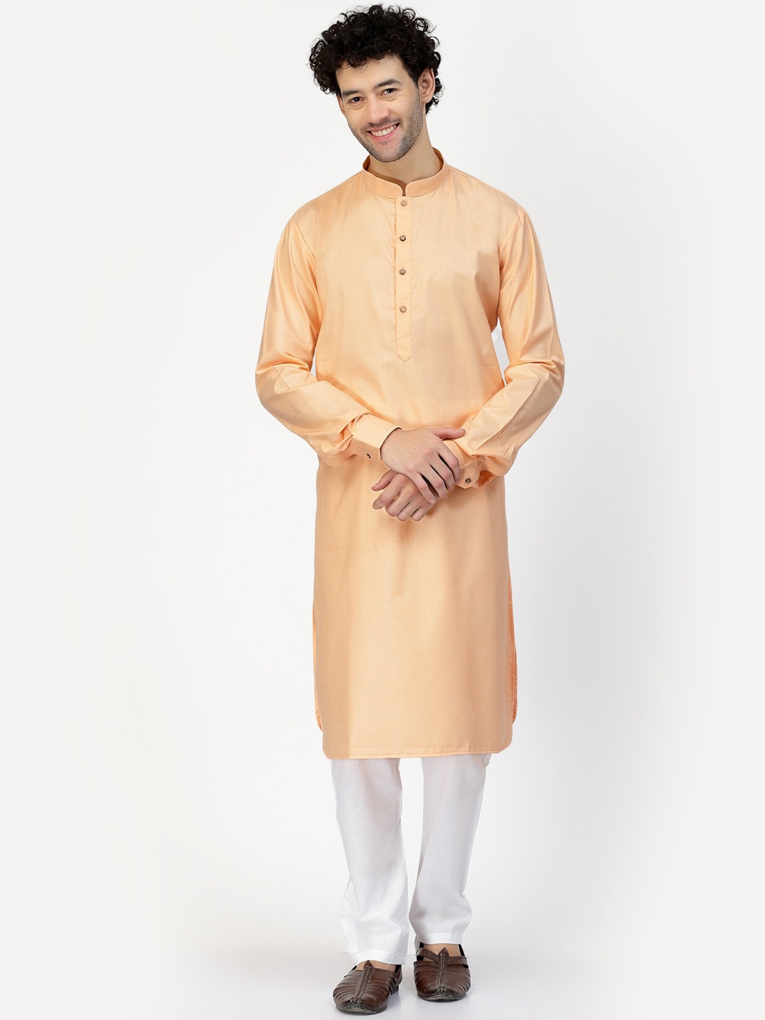 

MOHANLAL SONS Regular Pure Cotton Kurta With Pyjamas & Nehru Jacket, Cream