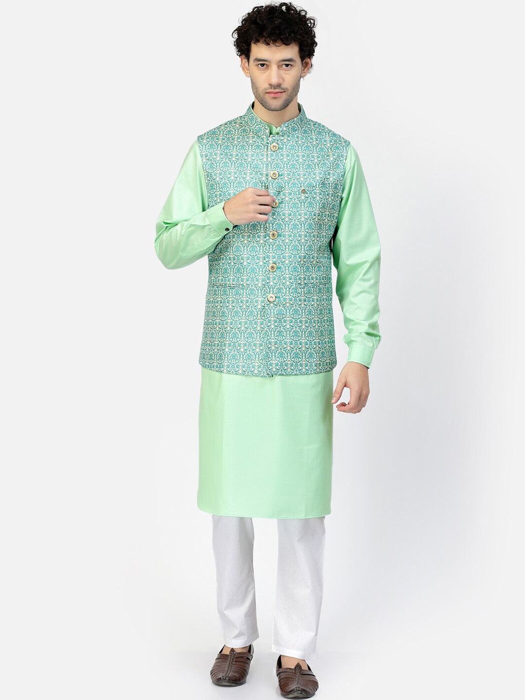 

MOHANLAL SONS Regular Pure Cotton Straight Kurta with Pyjamas, Green