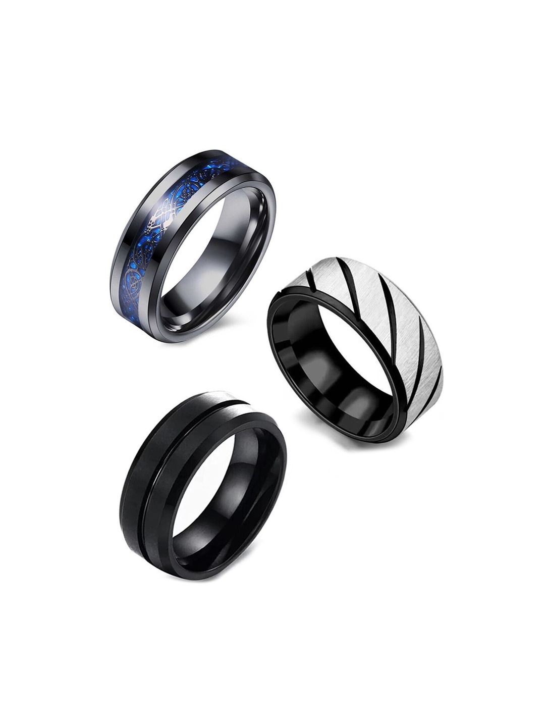 

MEENAZ Set of 3 Silver-Plated Finger Rings