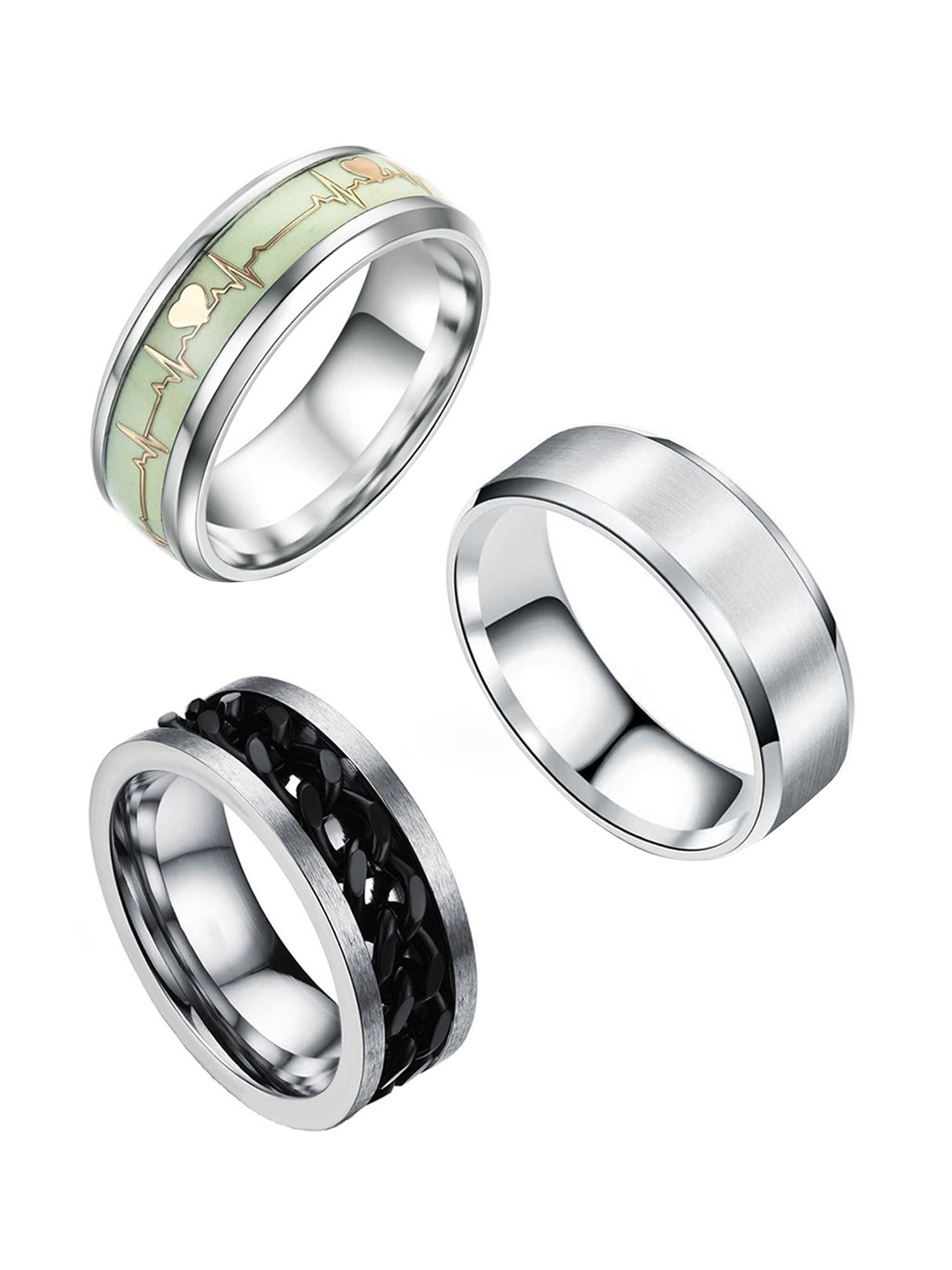 

MEENAZ Unisex Set of 3 Silver-Plated Finger Rings