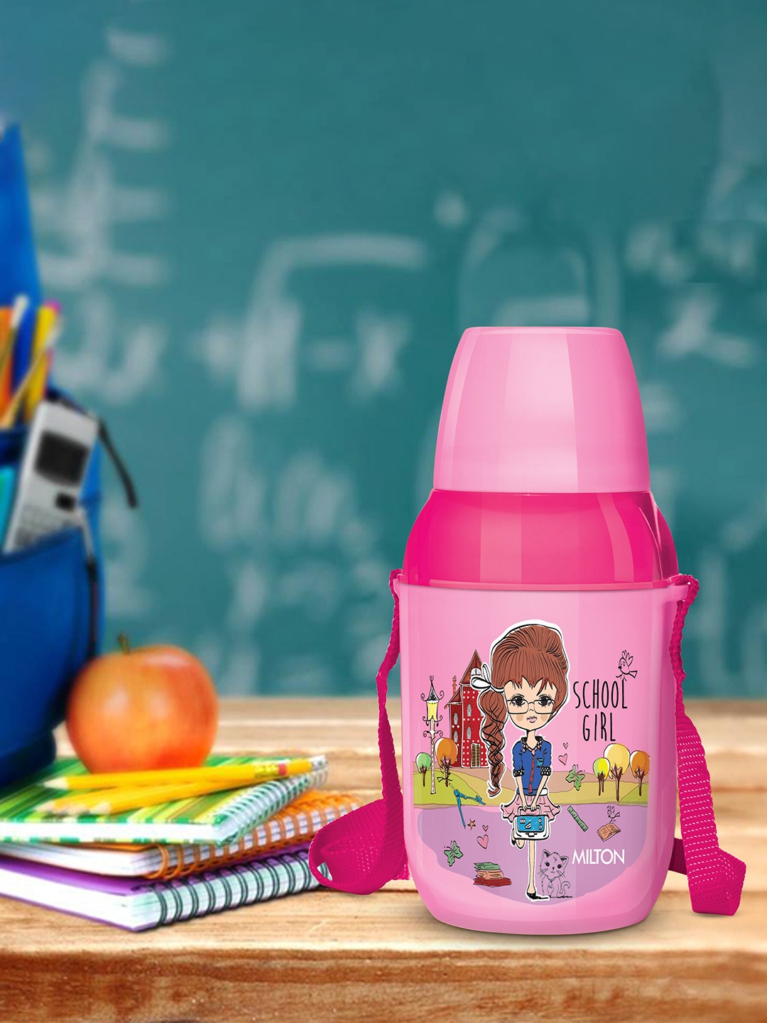 

Milton Kool Kid 450 Pink Insulated Water Bottle With Belt And Straw 430 ml
