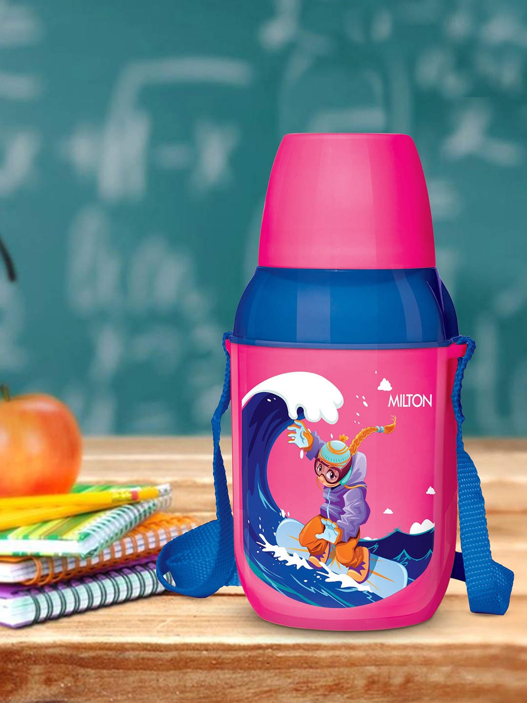 

Milton Kool Kid 450 Blue Insulated Water Bottle With Belt And Straw 430 ml