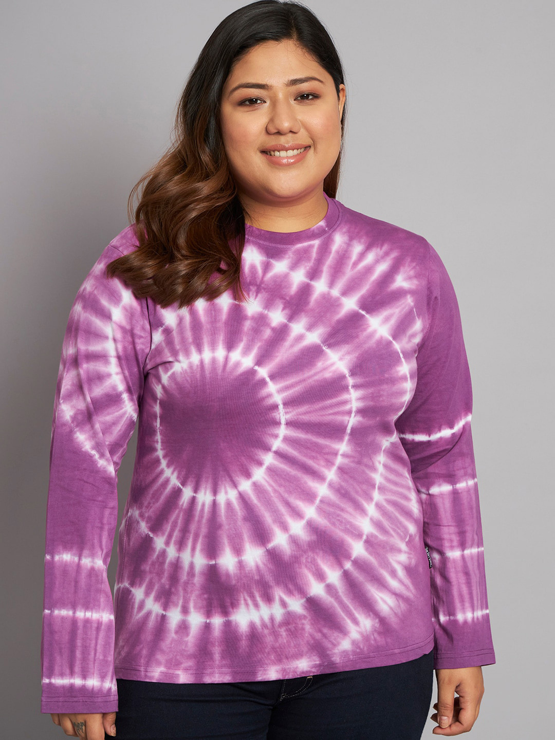 

BEYOUND SIZE - THE DRY STATE Women Plus Size Tie and Dyed Cotton T-shirt, Violet