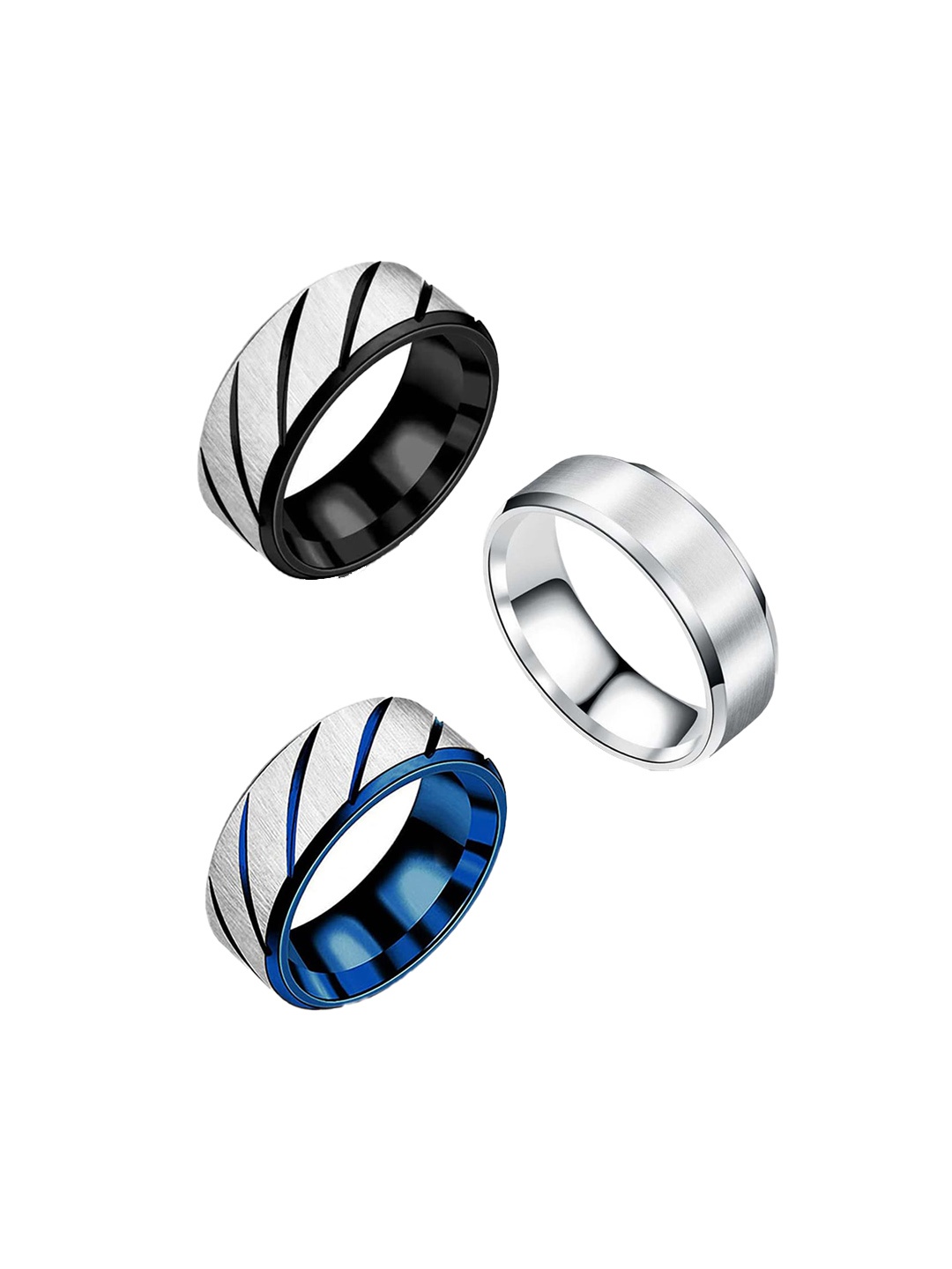 

MEENAZ Unisex Set Of 3 Silver-Plated Finger Rings