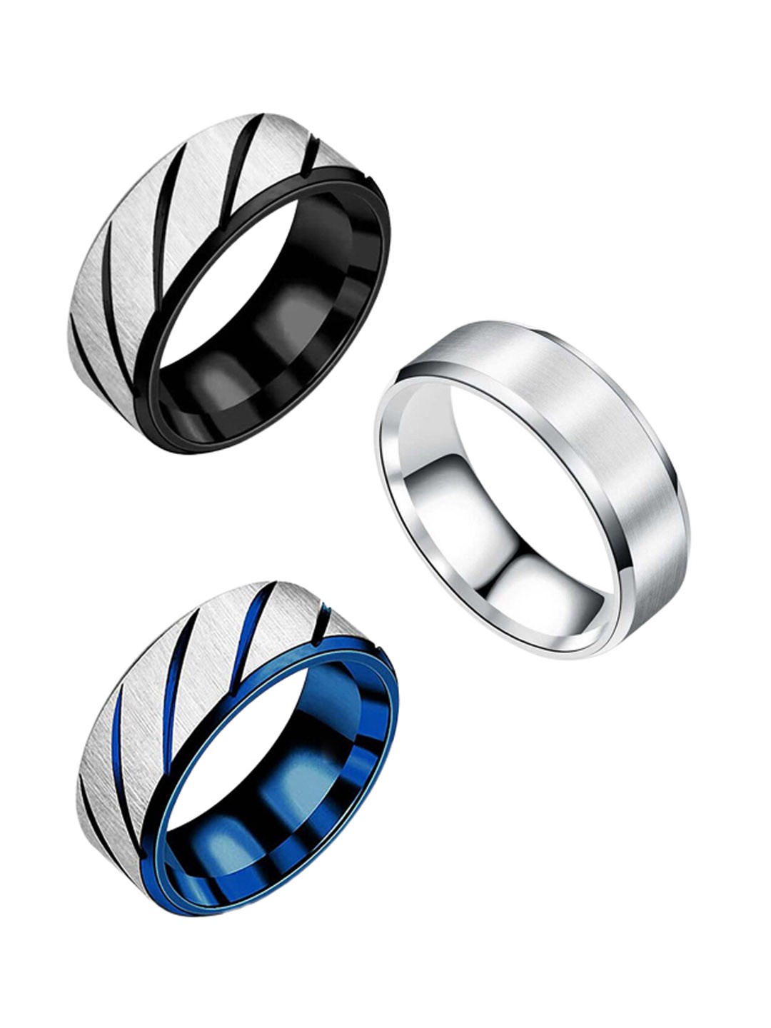 

MEENAZ Men Set Of 3 Silver-Plated Finger Rings