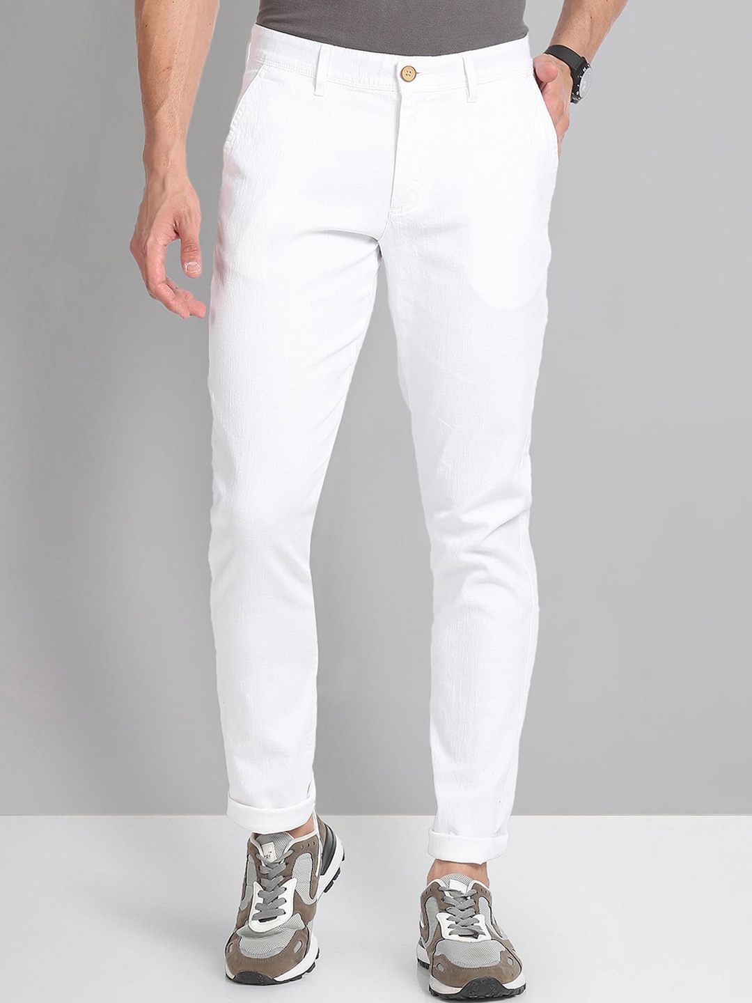 

AD By Arvind Men Slim Fit Mid-Rise Chinos Trousers, White