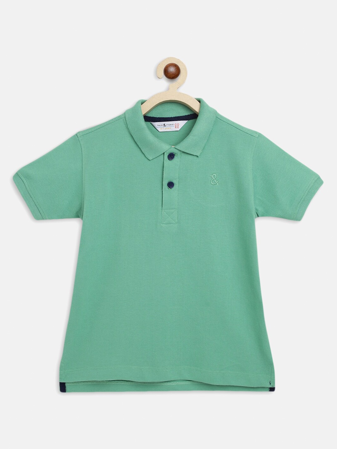 

TALES & STORIES Boys Polo Collar Cotton Casual T-shirt, Green