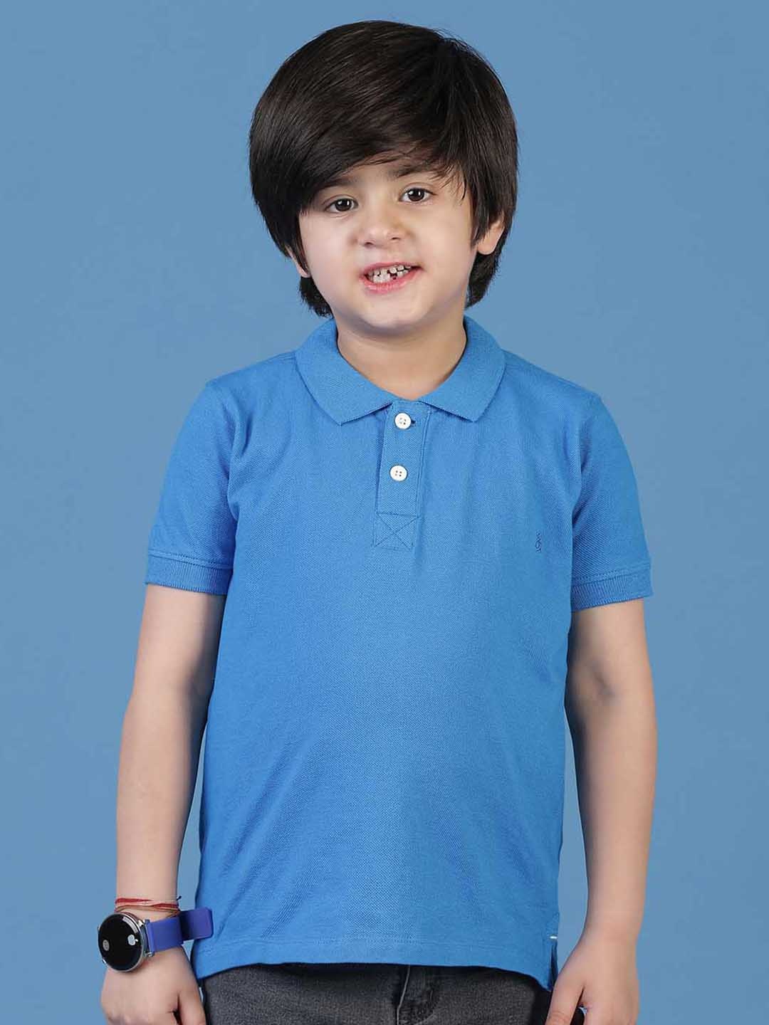 

TALES & STORIES Boys Polo Collar Cotton T-shirt, Blue