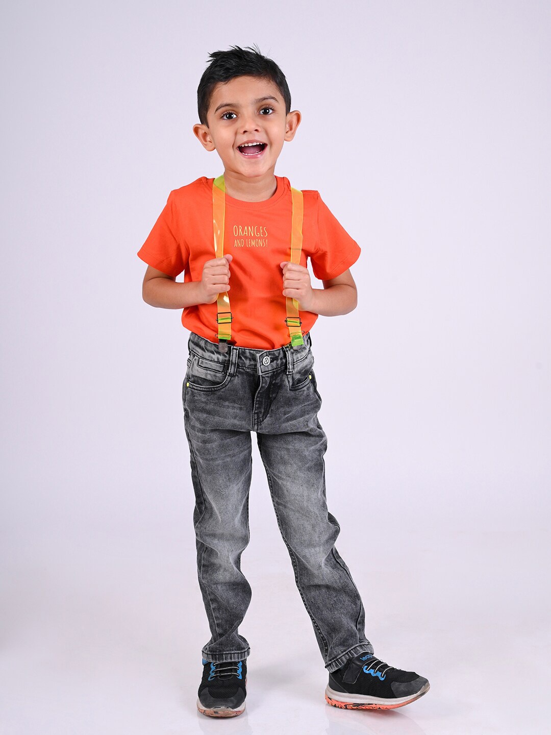 

TALES & STORIES Boys Typography Printed Cotton T-shirt, Orange