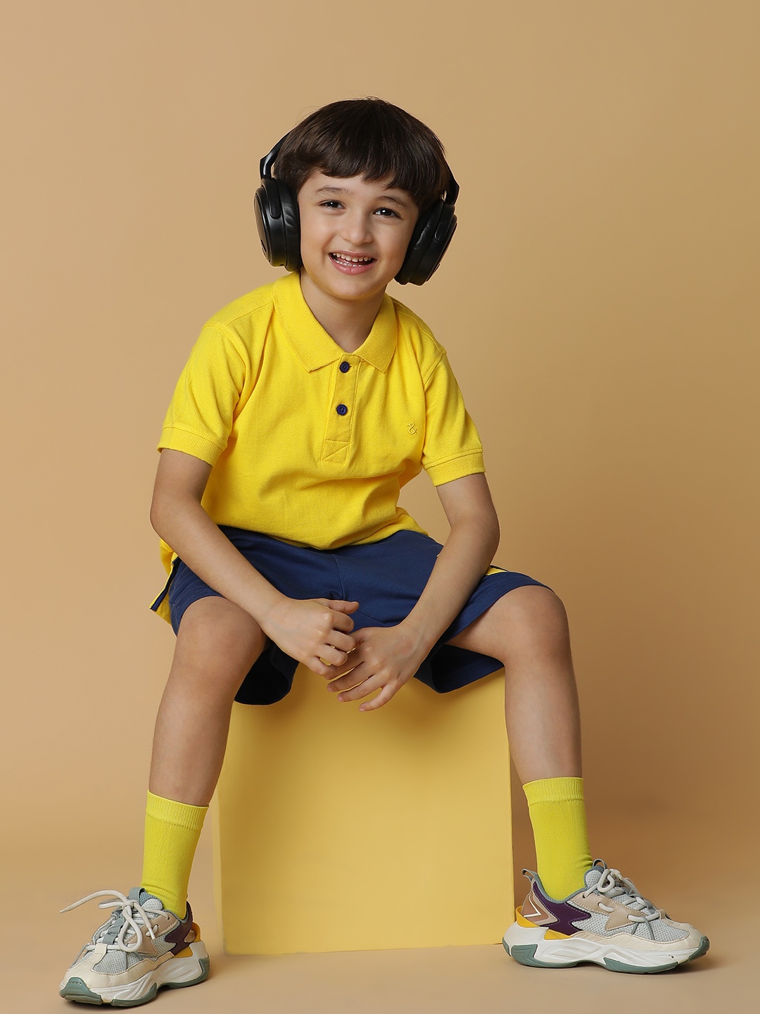 

TALES & STORIES Boys Polo Collar Cotton Casual T-shirt, Yellow