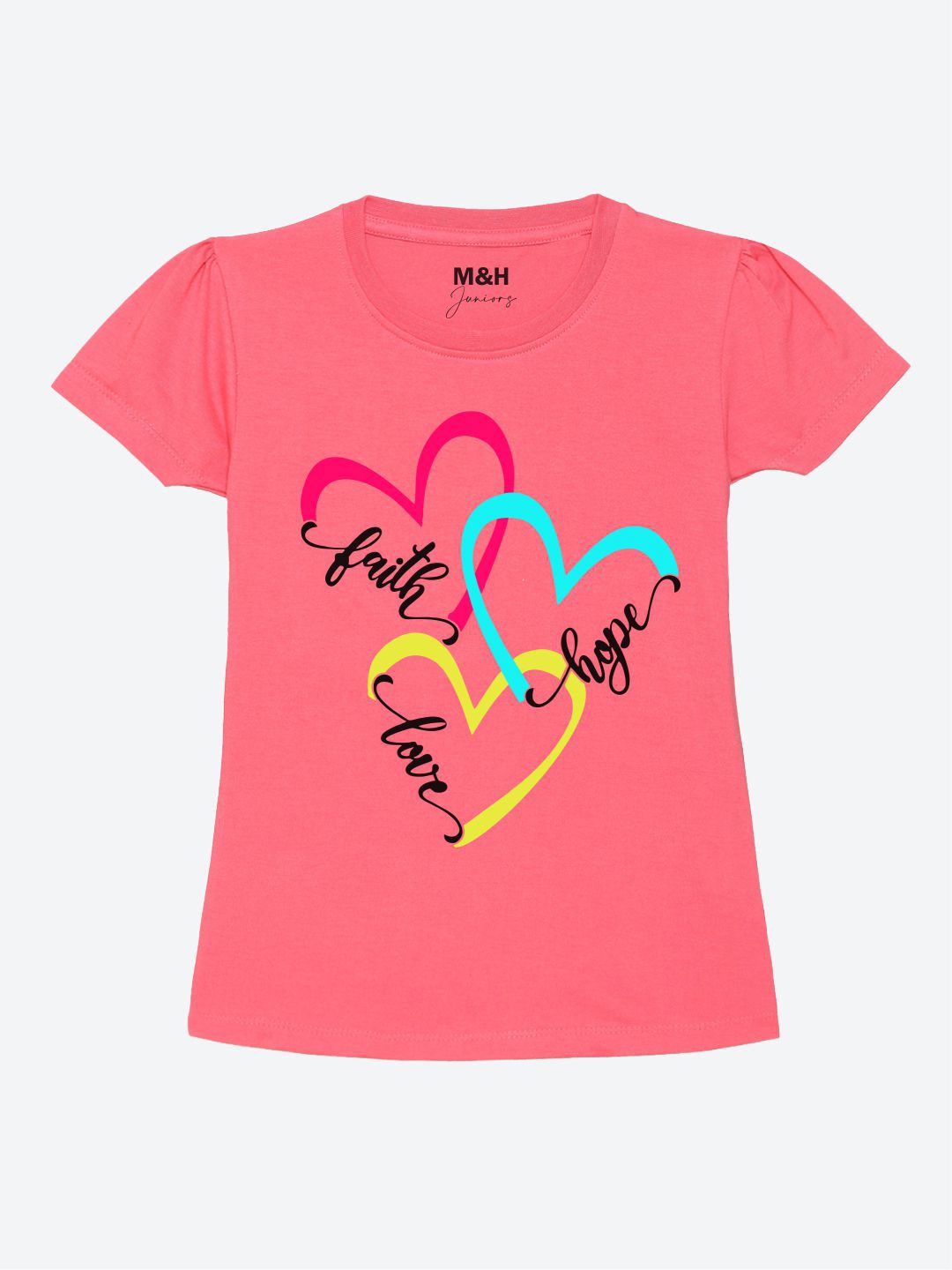 

Mast & Harbour Girls Pink Typography Pure Cotton Printed T-Shirt