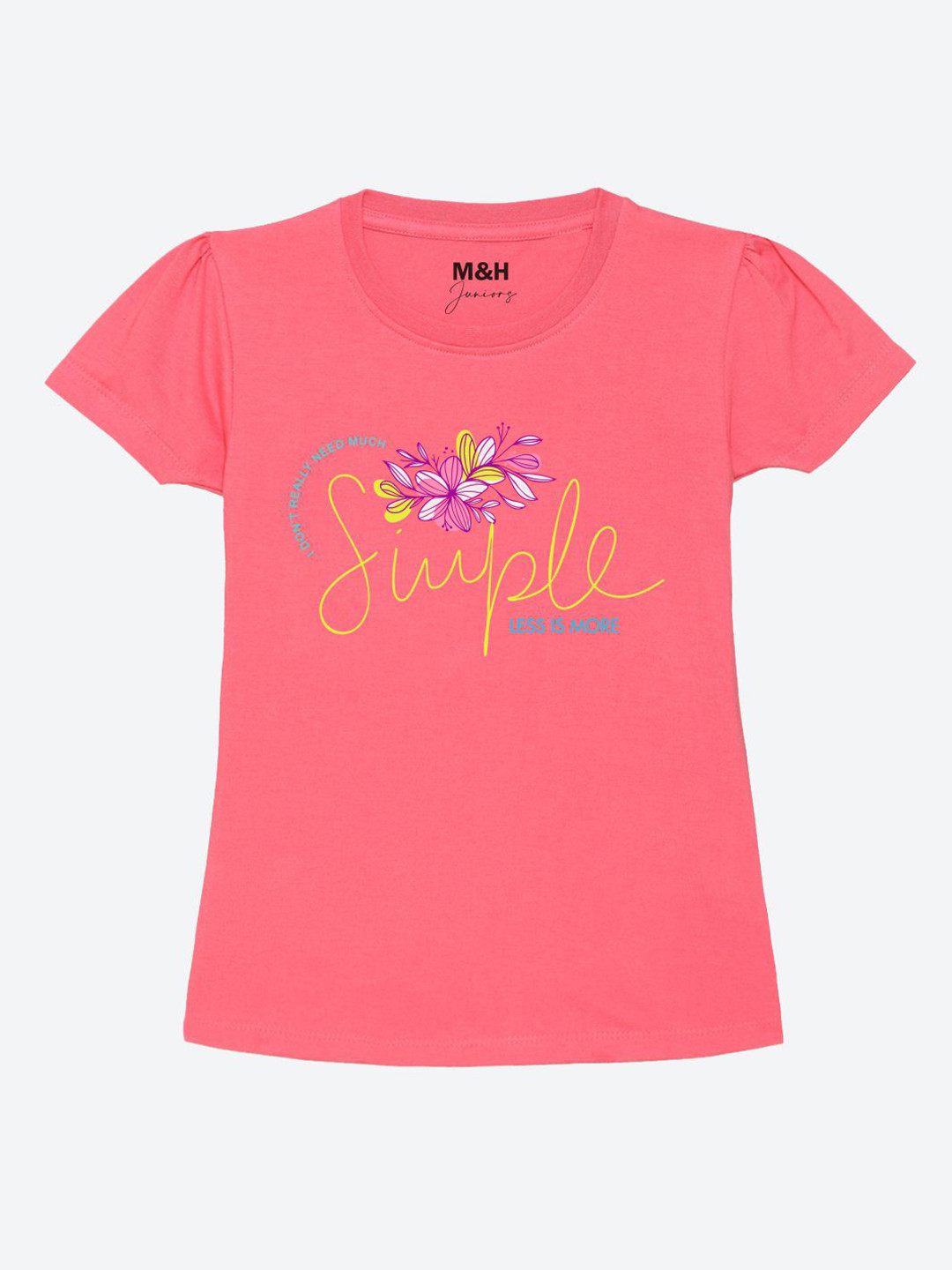 

Mast & Harbour Girls Pink Typography Printed T-shirt