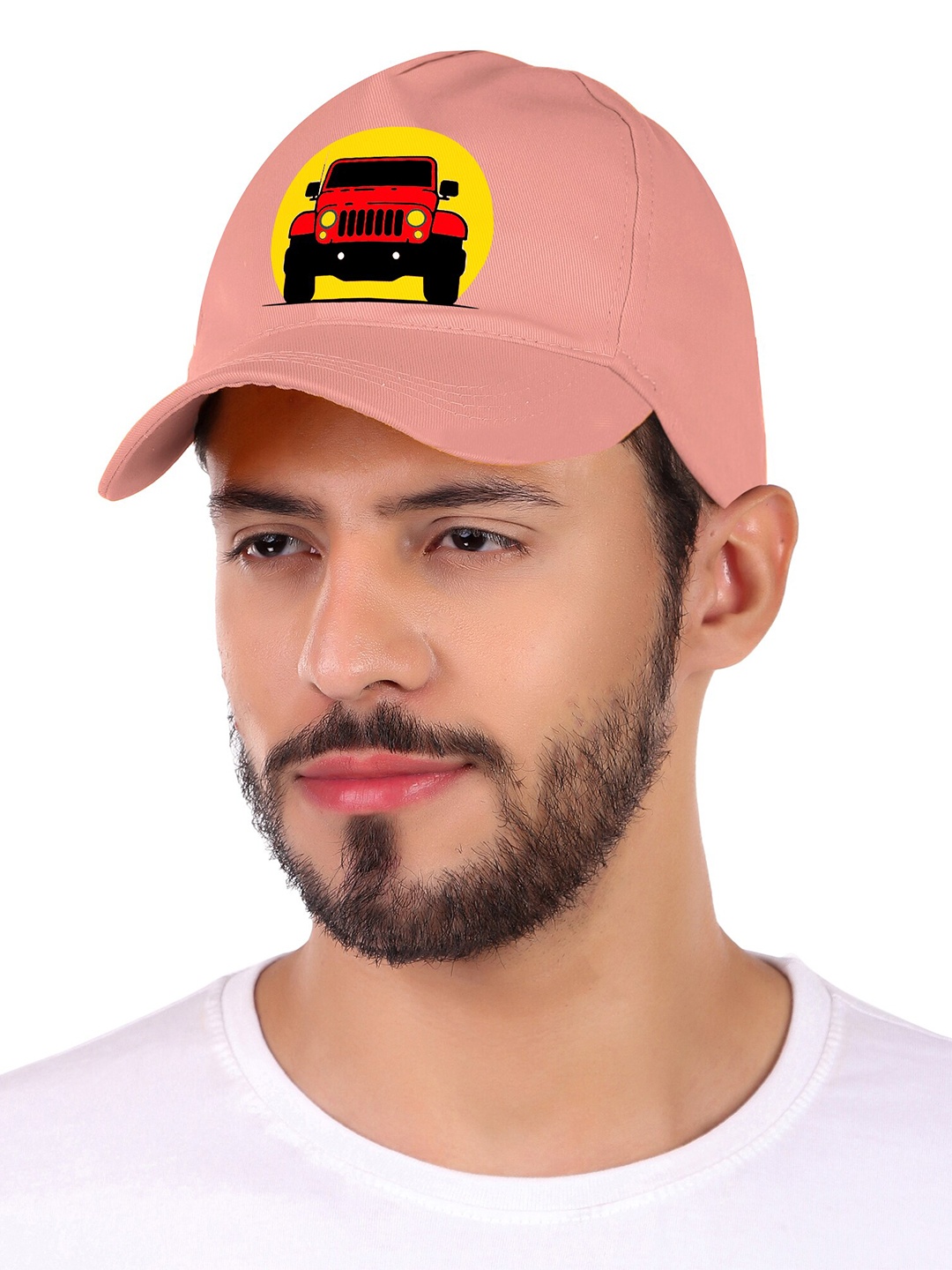 

Knotyy Unisex Car Printed Cotton Baseball Cap, Pink