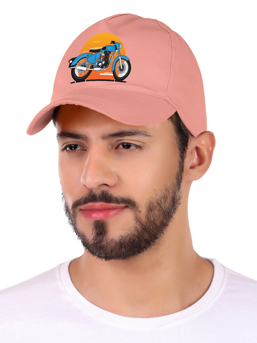 

Knotyy Unisex Bike Printed Cotton Baseball Cap, Pink