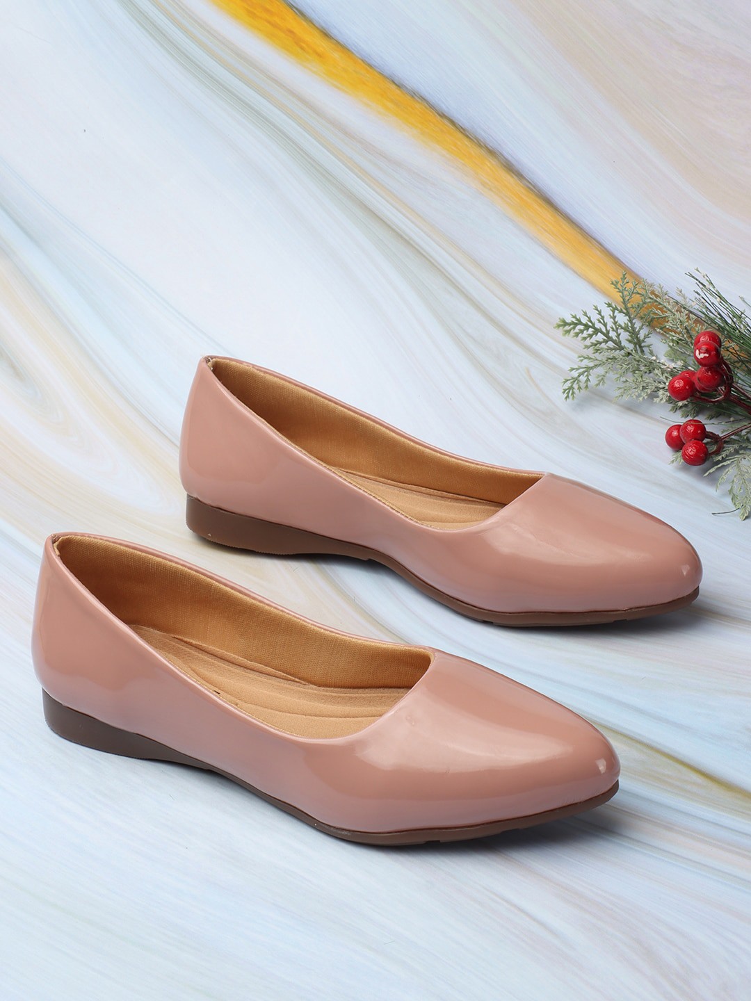

DressBerry Comfortable Pointed Toe Ballerinas, Peach