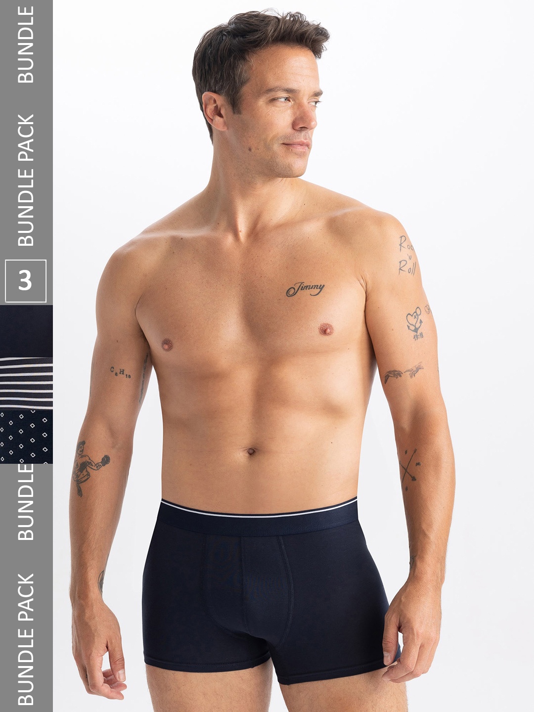 

DeFacto Pack of 3 Printed Low Rise Trunks-232142104, Navy blue