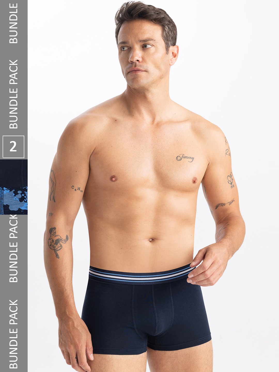 

DeFacto Pack of 2 Printed Basic Trunks - 231950272, Navy blue