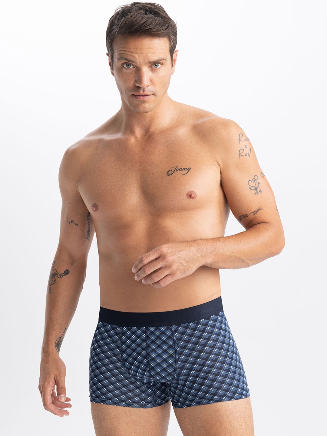 

DeFacto Checked Low Rise Trunk -232142183, Blue