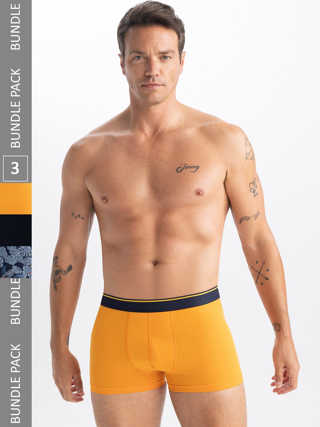 

DeFacto Pack of 3 Printed Low Rise Trunks -232603592, Yellow