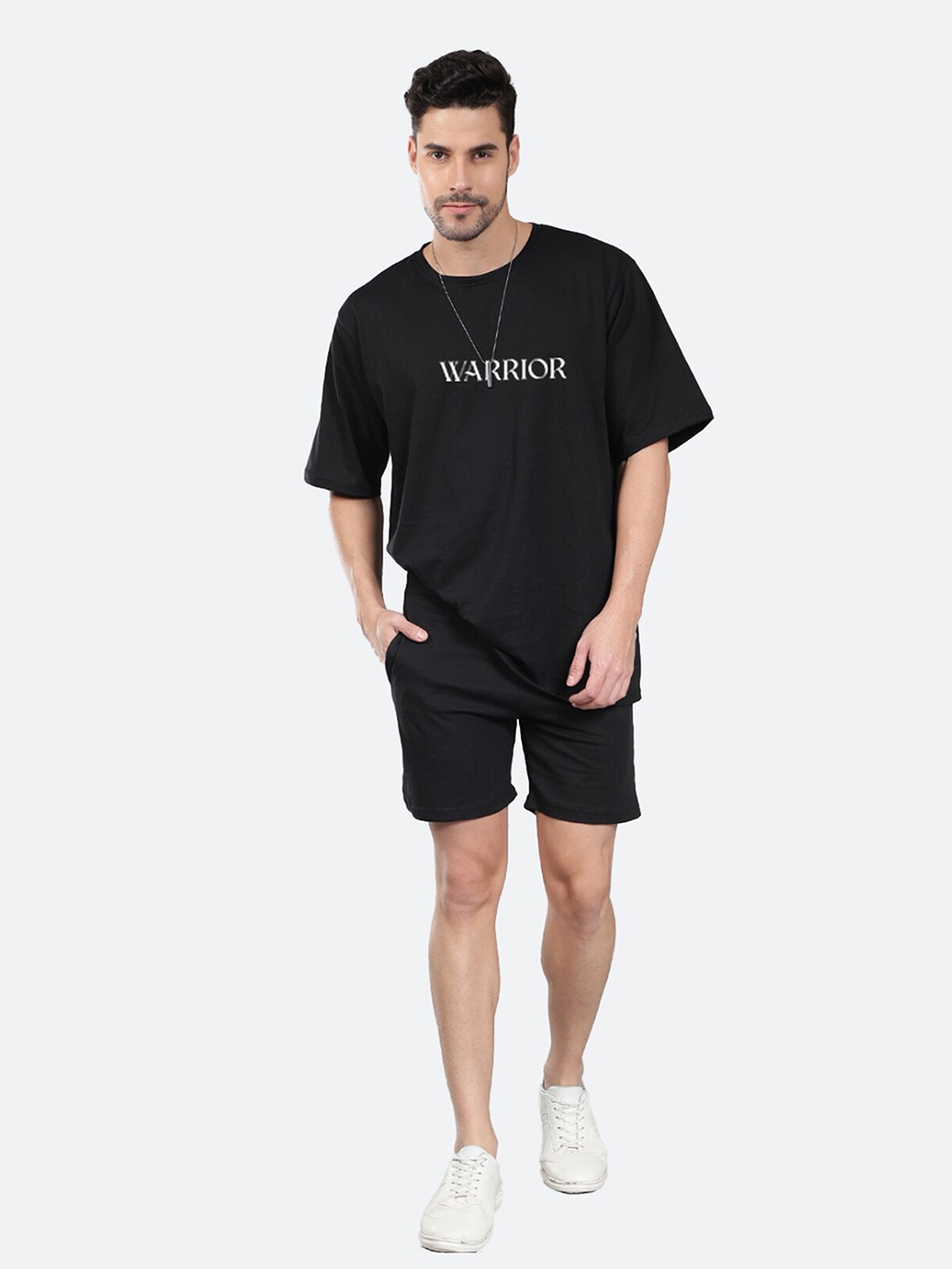 

Mad Over Print Printed Cotton T-Shirts & Shorts Co-Ords Set, Black