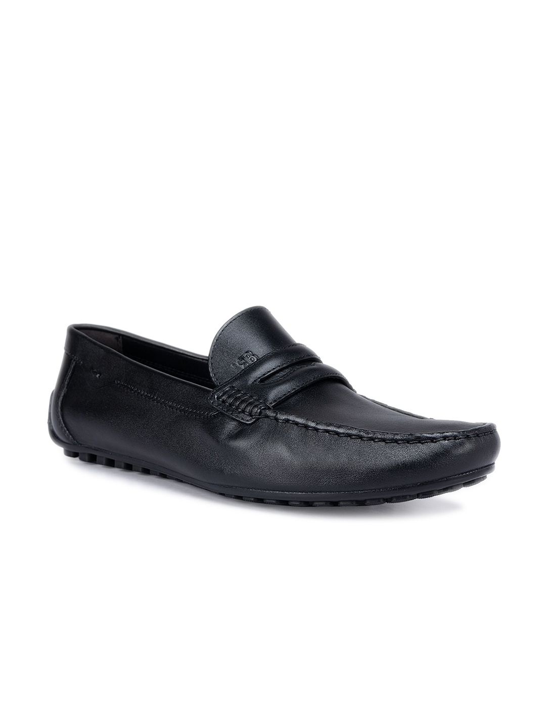 

ROSSO BRUNELLO Men Textured Leather Penny Loafers, Black