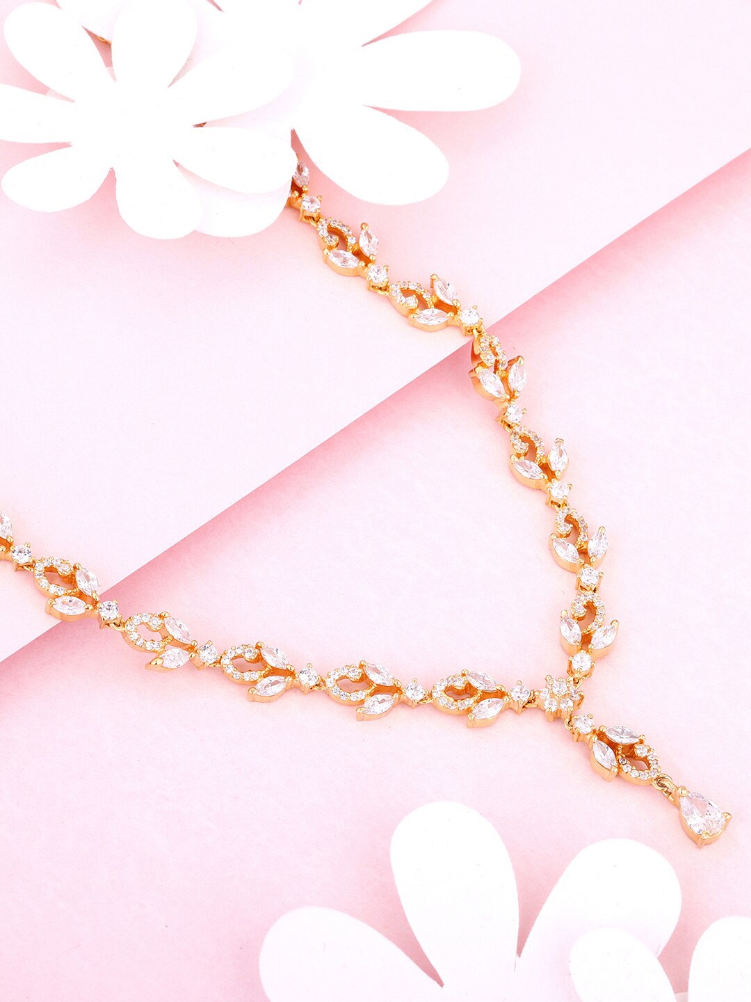 

GIVA 925 Sterling Silver Gold-Plated Cubic Zirconia Studded Necklace