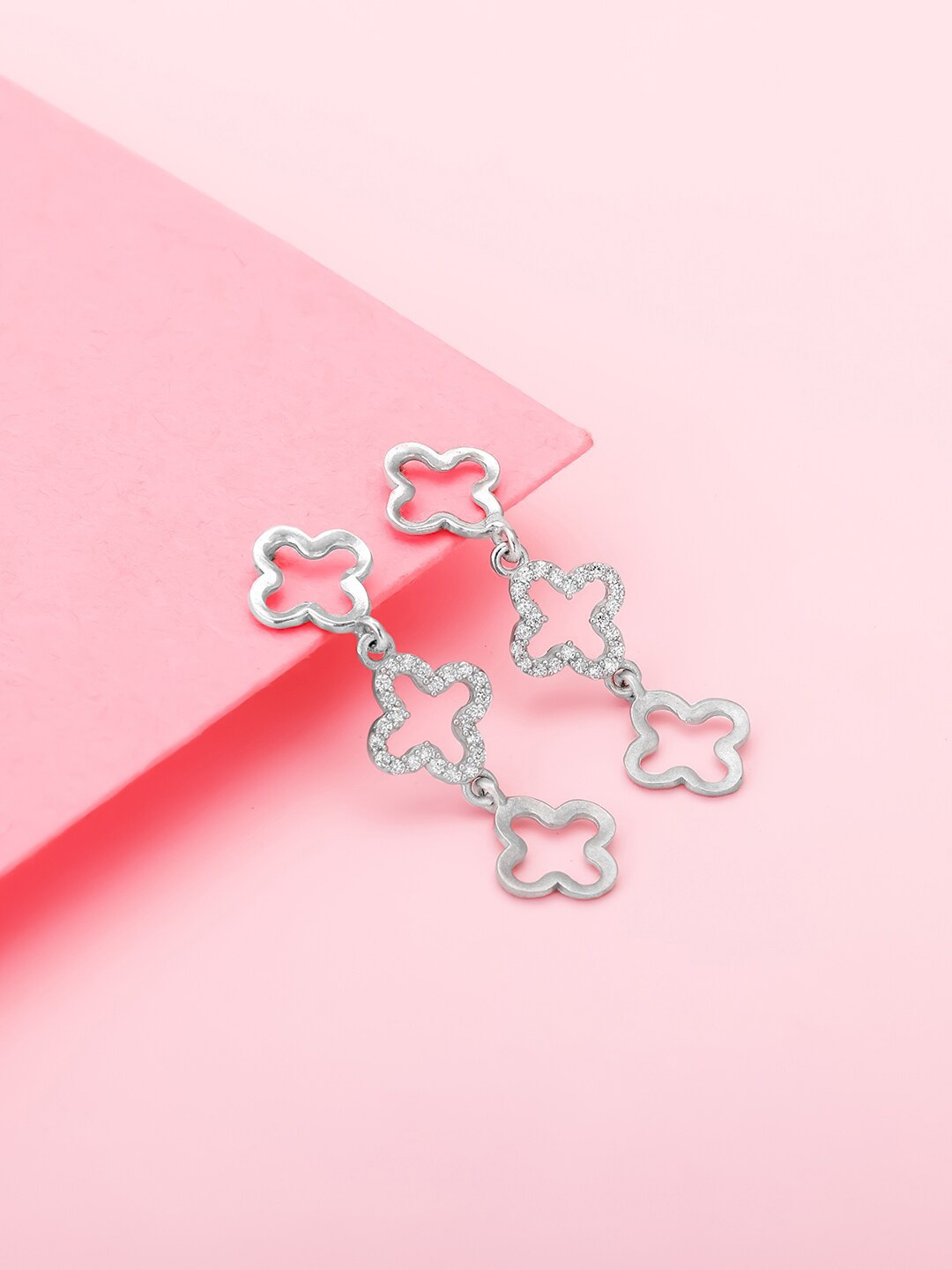 

GIVA Rhodium-Plated Contemporary Drop Earrings, Silver