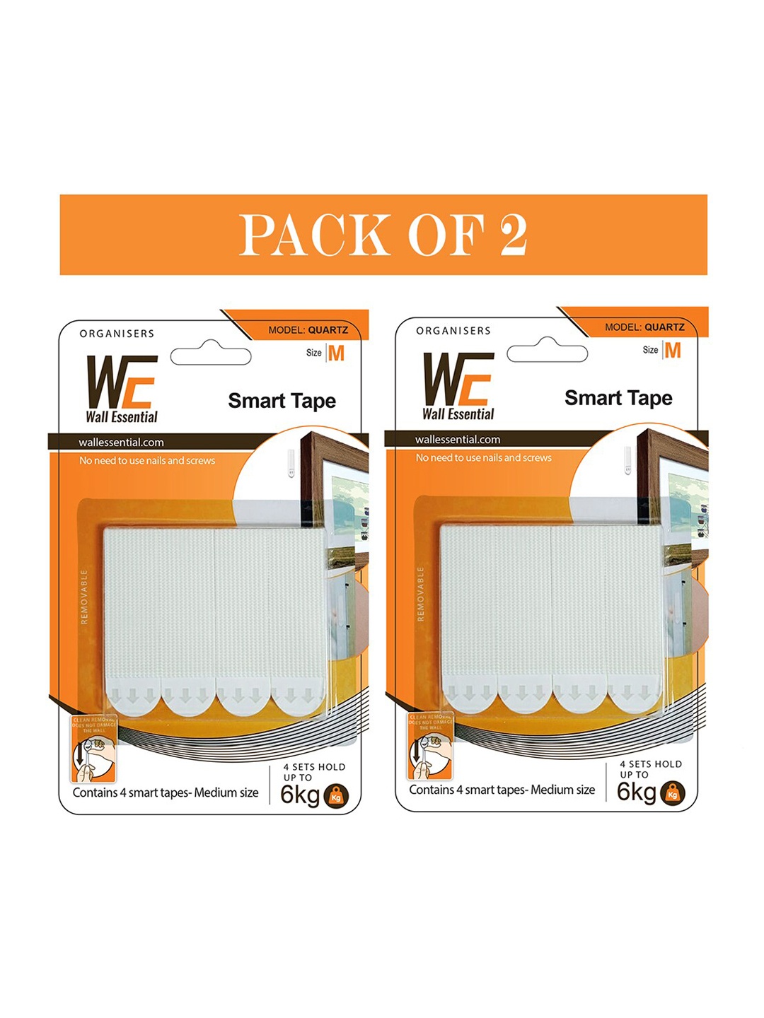 

Art Street 2 Pcs Removable Damage Free Smart Velcro Strips, White